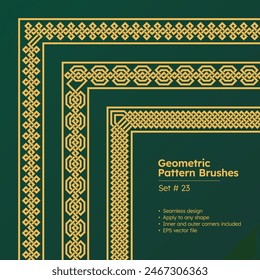Set of Geometric Pattern Brushes and Beautiful Greek Borders Design or Chinese Style Pattern Border Brushes