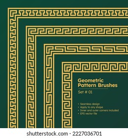 Set of Geometric Pattern Brushes Greek Borders Design