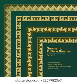 Set of Geometric Pattern Brushes Greek Borders Design