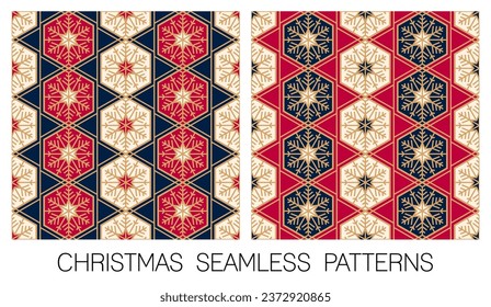 Set of geometric pattern for christmas and new year holidays. Snowflakes elements luxury styled design pattern.