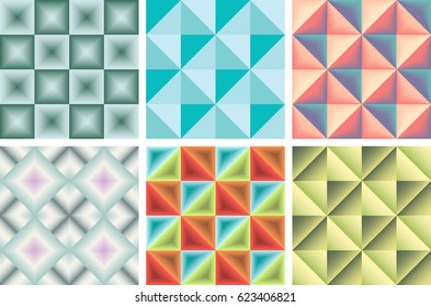 Set of geometric pattern. Colorful abstract background. Texture with triangles and squares. Vector illustration.