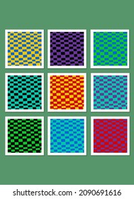 Set of geometric pattern of different rectangles, hand-drawn in bright colors. Vector background for modern minimalist design