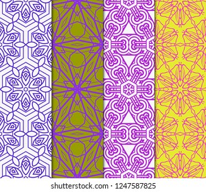 Set Of Geometric Pattern, Floral Lace Geometric Ornament. Ethnic Ornament. Vector Illustration. For Greeting Cards, Invitations, Cover Book, Fabric, Scrapbooks