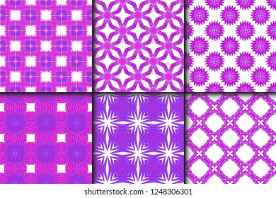 Set Of Geometric Pattern, Floral Lace Geometric Ornament. Ethnic Ornament. Vector Illustration. For Greeting Cards, Invitations, Cover Book, Fabric, Scrapbooks