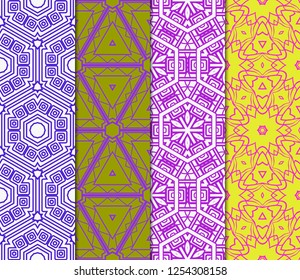Set Of Geometric Pattern, Floral Lace Geometric Ornament. Ethnic Ornament. Vector Illustration. For Greeting Cards, Invitations, Cover Book, Fabric, Scrapbooks