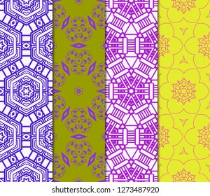 Set Of Geometric Pattern, Floral Lace Geometric Ornament. Ethnic Ornament. Vector Illustration. For Greeting Cards, Invitations, Cover Book, Fabric, Scrapbooks