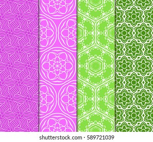 set of geometric pattern in floral lace style. Ethnic ornament. Vector illustration. For modern interior design, fashion textile print, wallpaper, decor panel