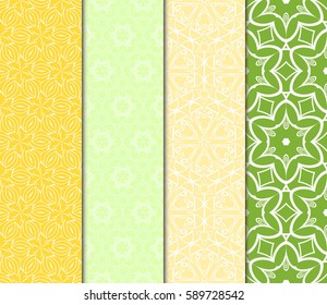 set of geometric pattern in floral lace style. Ethnic ornament. Vector illustration. For modern interior design, fashion textile print, wallpaper, decor panel