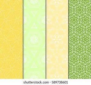 set of geometric pattern in floral lace style. Ethnic ornament. Vector illustration. For modern interior design, fashion textile print, wallpaper, decor panel