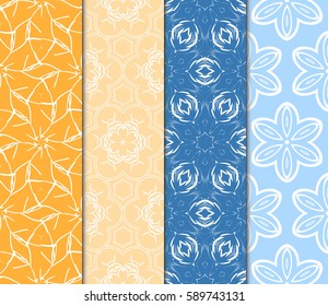 set of geometric pattern in floral lace style. Ethnic ornament. Vector illustration. For modern interior design, fashion textile print, wallpaper, decor panel