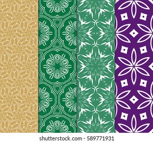 set of geometric pattern in floral lace style. Ethnic ornament. Vector illustration. For modern interior design, fashion textile print, wallpaper,  