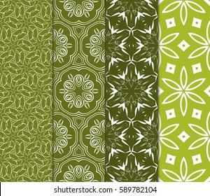 set of geometric pattern in floral lace style. Ethnic ornament. Vector illustration. For modern interior design, fashion textile print, wallpaper,  