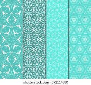 set of geometric pattern in floral lace style. Ethnic ornament. Vector illustration. For modern interior design, fashion textile print, wallpaper, dÃ©cor panel