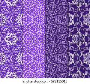 set of geometric pattern in floral lace style. Ethnic ornament. Vector illustration. For modern interior design, fashion textile print, wallpaper, dÃ©cor panel