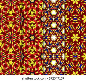 set of geometric pattern in floral lace style. Ethnic ornament. Vector illustration. For modern interior design, fashion textile print, wallpaper 