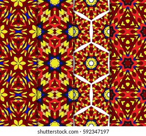 set of geometric pattern in floral lace style. Ethnic ornament. Vector illustration. For modern interior design, fashion textile print, wallpaper,  