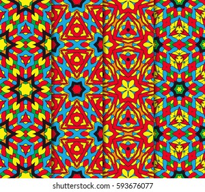 set of geometric pattern in floral lace style. Ethnic ornament. Vector illustration. For modern interior design, fashion textile print, wallpaper, 