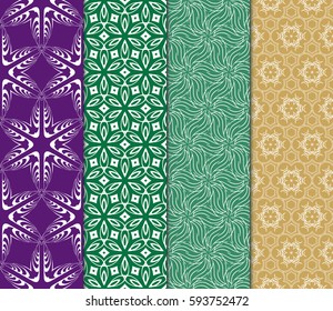 set of geometric pattern in floral lace style. Ethnic ornament. Vector illustration. For modern interior design, fashion textile print, wallpaper, dÃ©cor panel