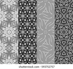 set of geometric pattern in floral lace style. Ethnic ornament. Vector illustration. For modern interior design, fashion textile print, wallpaper, dÃ©cor panel