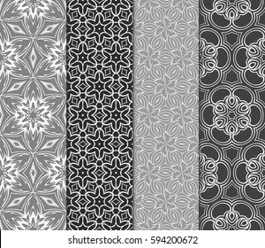 set of geometric pattern in floral lace style. Ethnic ornament. Vector illustration. For modern interior design, fashion textile print, wallpaper 