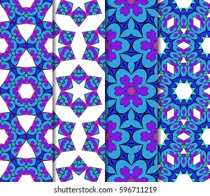 set of geometric pattern in floral lace style. Ethnic ornament. Vector illustration. For modern interior design, fashion textile print, wallpaper, decor panel