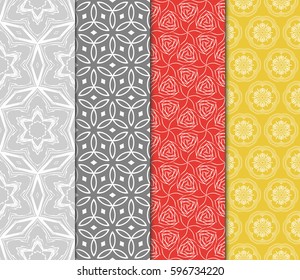 set of geometric pattern in floral lace style. Ethnic ornament. Vector illustration. For modern interior design, fashion textile print, wallpaper, 