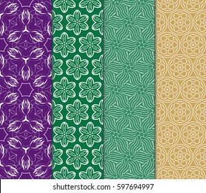 set of geometric pattern in floral lace style. Ethnic ornament. Vector illustration. For modern interior design, fashion textile print, wallpaper, 