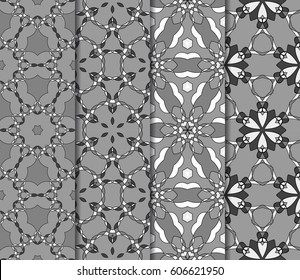 set of geometric pattern in floral lace style. Ethnic ornament. Vector illustration. For modern interior design, fashion textile print, wallpaper, decor panel