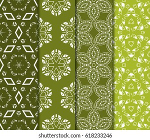 set of geometric pattern in floral lace style. Ethnic ornament. Vector illustration. For greeting cards, invitations, cover book, fabric, scrapbooks.