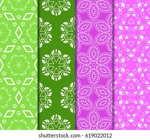 set of geometric pattern in floral lace style. Ethnic ornament. Vector illustration. For greeting cards, invitations, cover book, fabric, scrapbooks.