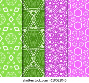 set of geometric pattern in floral lace style. Ethnic ornament. Vector illustration. For greeting cards, invitations, cover book, fabric, scrapbooks.