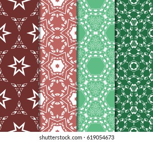set of geometric pattern in floral lace style. Ethnic ornament. Vector illustration. For greeting cards, invitations, cover book, fabric, scrapbooks.