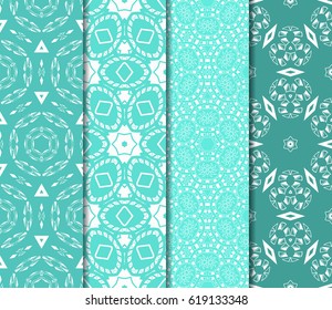 set of geometric pattern in floral lace style. Ethnic ornament. Vector illustration. For greeting cards, invitations, cover book, fabric, scrapbooks.