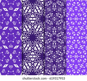 set of geometric pattern in floral lace style. Ethnic ornament. Vector illustration. For greeting cards, invitations, cover book, fabric, scrapbooks.