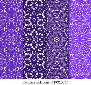 set of geometric pattern in floral lace style. Ethnic ornament. Vector illustration. For greeting cards, invitations, cover book, fabric, scrapbooks.