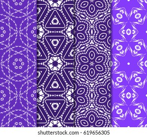 set of geometric pattern in floral lace style. Ethnic ornament. Vector illustration. For greeting cards, invitations, cover book, fabric, scrapbooks.