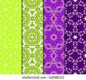 set of geometric pattern in floral lace style. Ethnic ornament. Vector illustration. For greeting cards, invitations, cover book, fabric, scrapbooks.