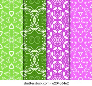 set of geometric pattern in floral lace style. Ethnic ornament. Vector illustration. For greeting cards, invitations, cover book, fabric, scrapbooks.