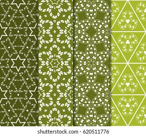 set of geometric pattern in floral lace style. Ethnic ornament. Vector illustration. For greeting cards, invitations, cover book, fabric, scrapbooks.