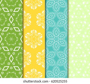 set of geometric pattern in floral lace style. Ethnic ornament. Vector illustration. For greeting cards, invitations, cover book, fabric, scrapbooks.