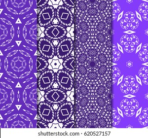 set of geometric pattern in floral lace style. Ethnic ornament. Vector illustration. For greeting cards, invitations, cover book, fabric, scrapbooks.