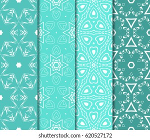 set of geometric pattern in floral lace style. Ethnic ornament. Vector illustration. For greeting cards, invitations, cover book, fabric, scrapbooks.
