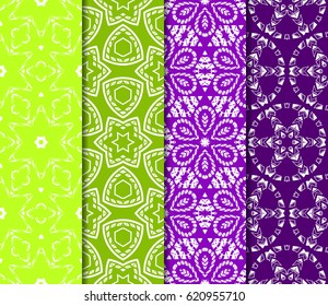 set of geometric pattern in floral lace style. Ethnic ornament. Vector illustration. For greeting cards, invitations, cover book, fabric, scrapbooks.