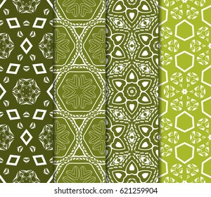 set of geometric pattern in floral lace style. Ethnic ornament. Vector illustration. For greeting cards, invitations, cover book, fabric, scrapbooks.