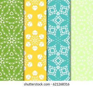 set of geometric pattern in floral lace style. Ethnic ornament. Vector illustration. For greeting cards, invitations, cover book, fabric, scrapbooks.