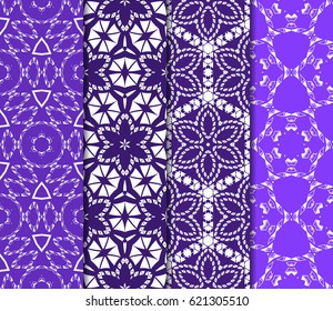 set of geometric pattern in floral lace style. Ethnic ornament. Vector illustration. For greeting cards, invitations, cover book, fabric, scrapbooks.