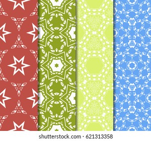 set of geometric pattern in floral lace style. Ethnic ornament. Vector illustration. For greeting cards, invitations, cover book, fabric, scrapbooks.