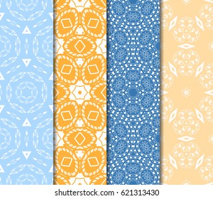 set of geometric pattern in floral lace style. Ethnic ornament. Vector illustration. For greeting cards, invitations, cover book, fabric, scrapbooks.
