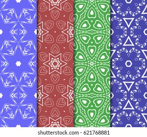 set of geometric pattern in floral lace style. Ethnic ornament. Vector illustration. For greeting cards, invitations, cover book, fabric, scrapbooks.