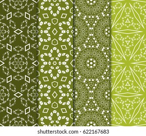 set of geometric pattern in floral lace style. Ethnic ornament. Vector illustration. For greeting cards, invitations, cover book, fabric, scrapbooks.